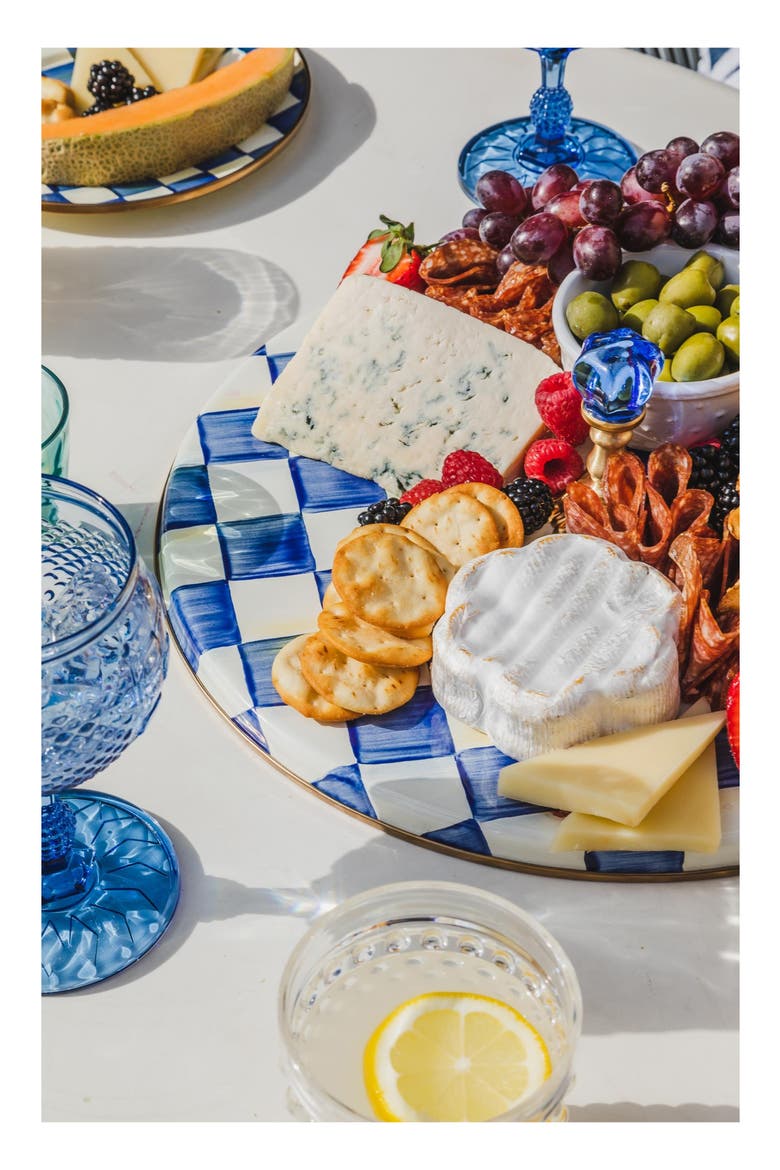 Royal Check Enameled Steel Cheese Course, Alternate, color, BLUE/ WHITE