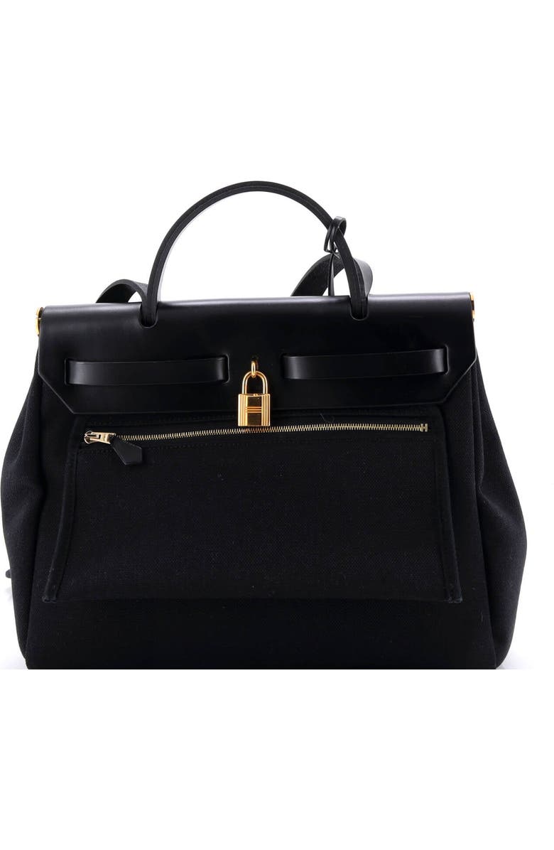 Pre-Owned Hermes Herbag Zip Leather and Toile 31, Alternate, color, Noir