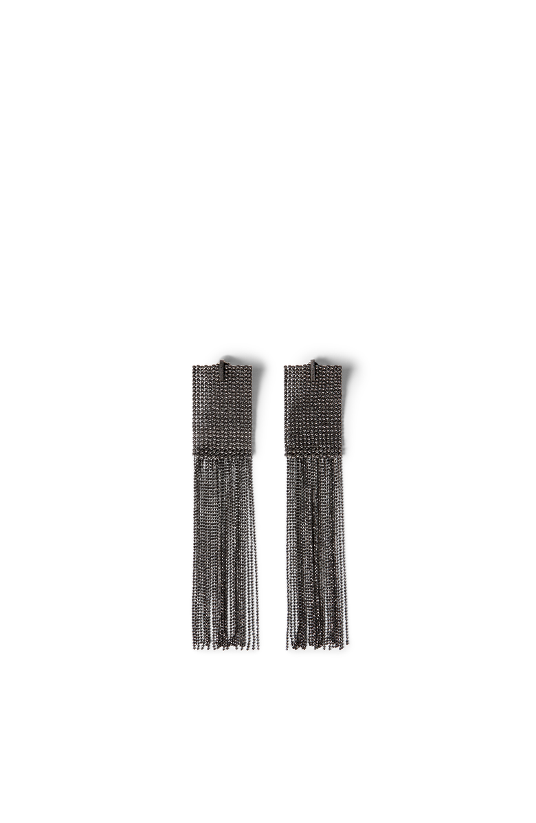 Brunello Cucinelli Silver frayed earrings, Main, color, Lignite Grey