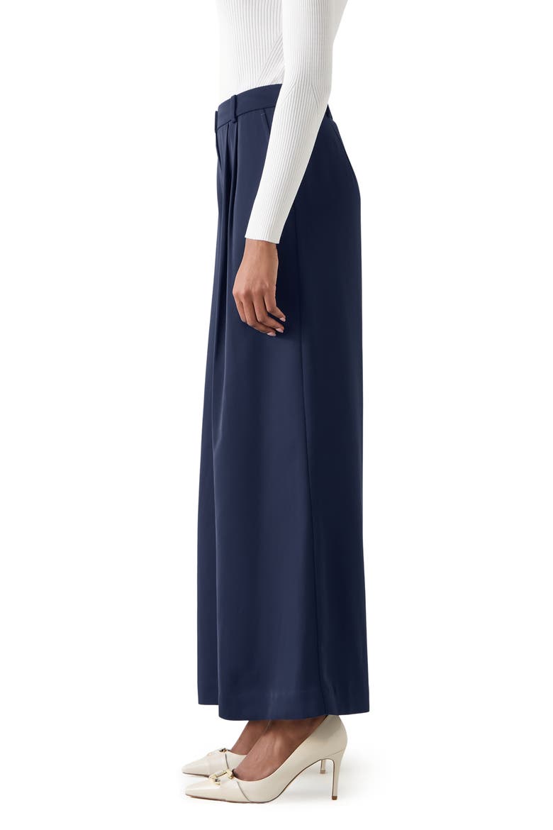 Sykes Pleated Wide Leg Pants, Alternate, color, NAVY