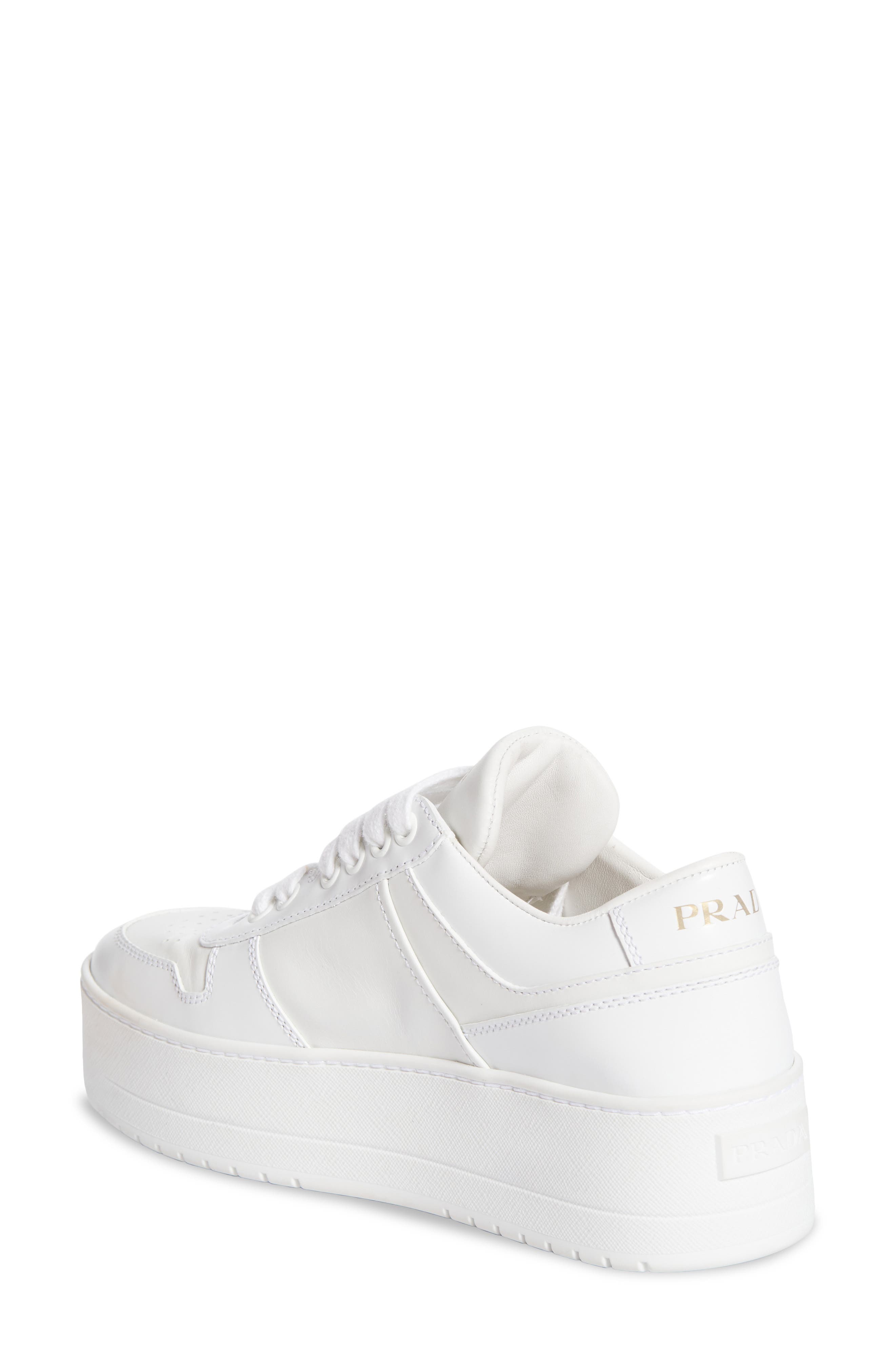 Prada Downtown Flatform Sneaker, Alternate, color, Bianco