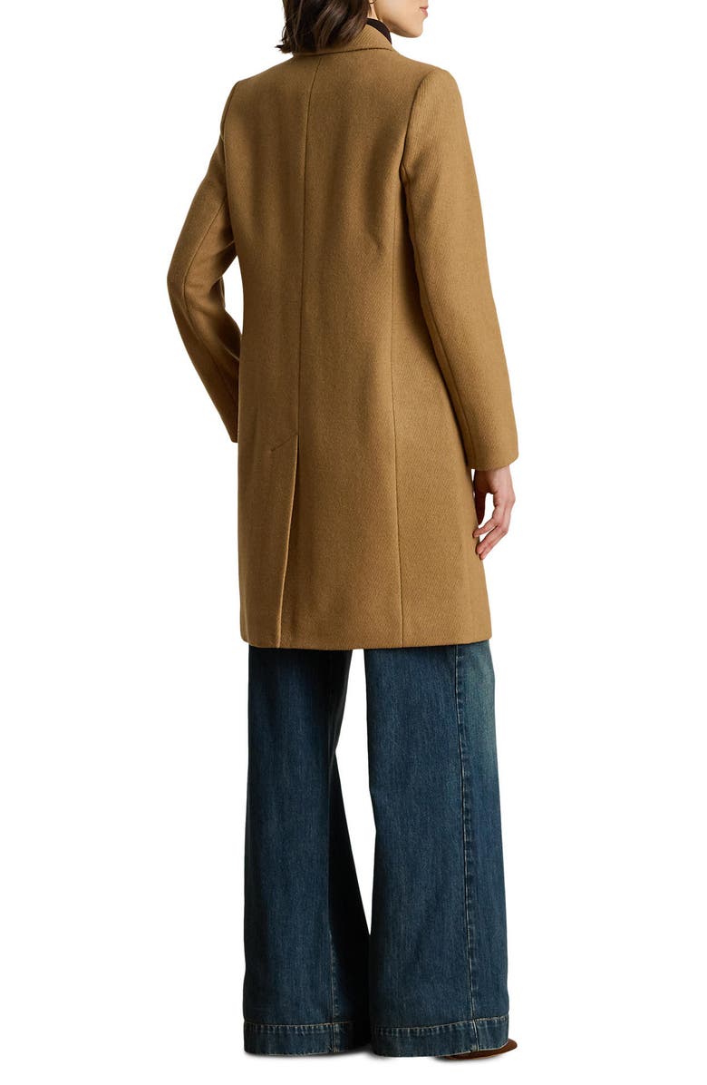 Lauren Ralph Lauren Longline Wool Blend Twill Coat, Alternate, color, Camel