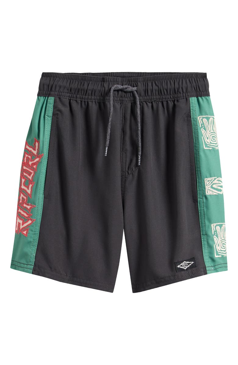 Rip Curl Kids' Tropic Daze Volley Swim Trunks, Main, color, Washed Black