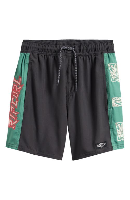 Rip Curl Kids' Tropic Daze Volley Swim Trunks In Black
