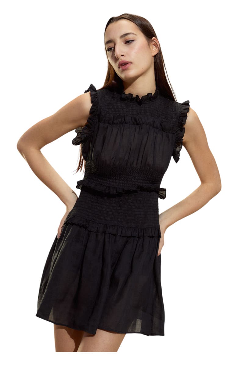 Cynthia Rowley Noir Ramie Mini Dress, Main, color,