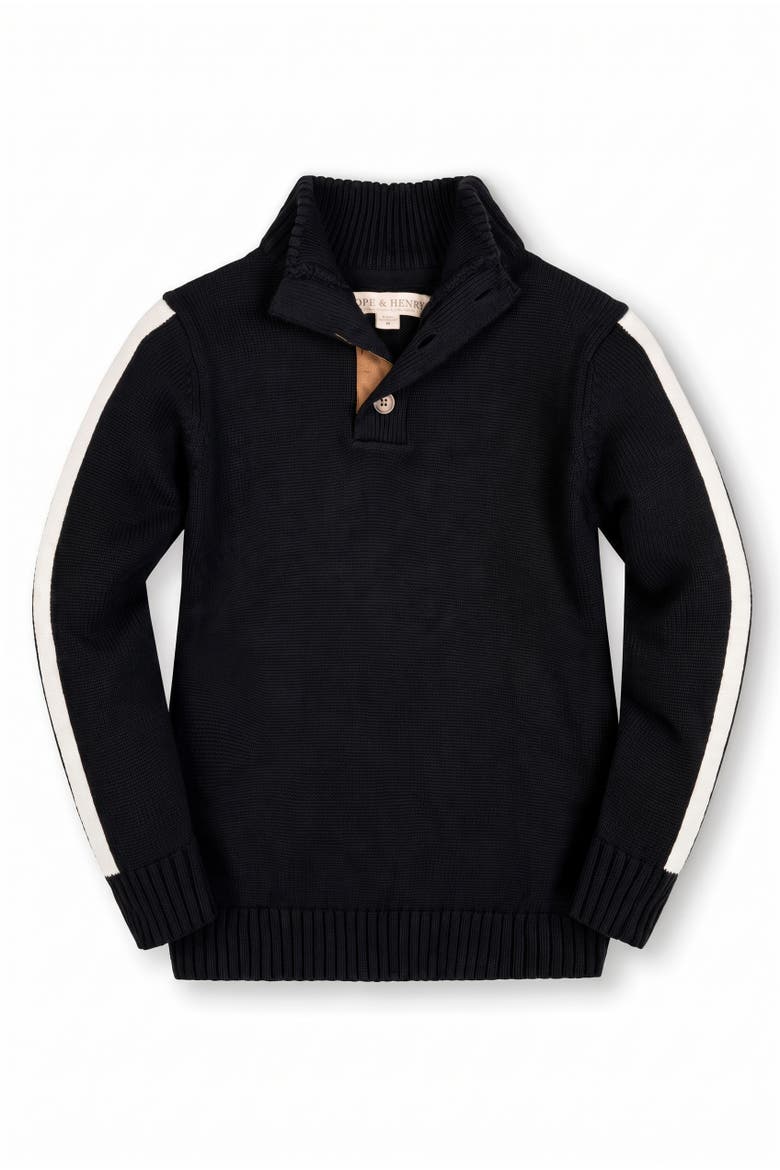 Kids' Organic Mock Neck Stripe Sweater, Main, color, Black and White