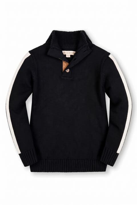 Kids' Organic Mock Neck Stripe Sweater