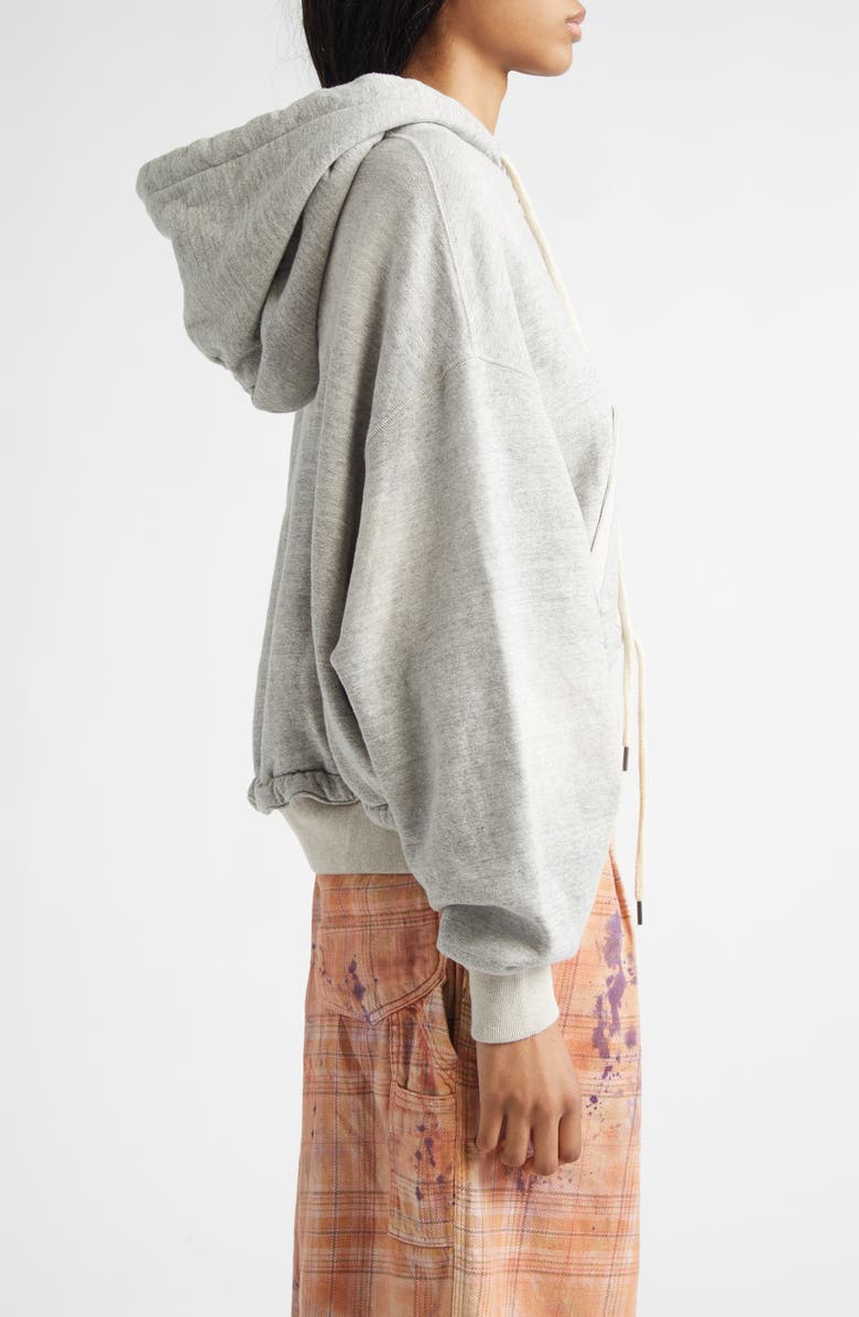 R13 Oversize Cinched Hem Hoodie, Alternate, color, Heather Grey W/ Oatmeal