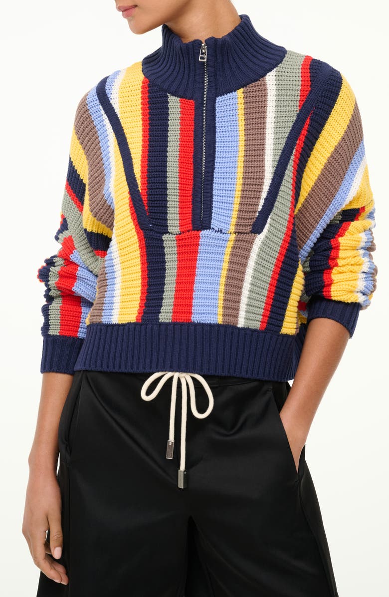 STAUD Hampton Stripe Half-Zip Sweater, Main, color, Market Stripe
