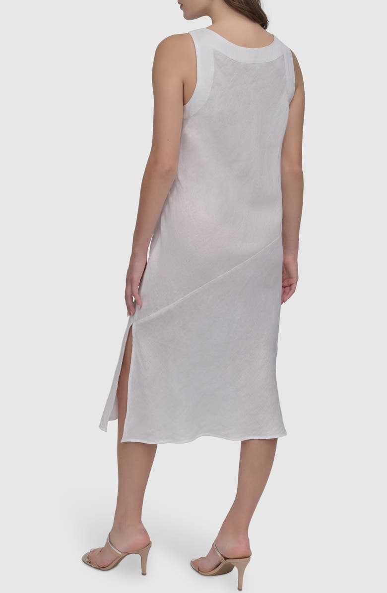 DKNY Stud Detail Linen Midi Dress, Alternate, color, White