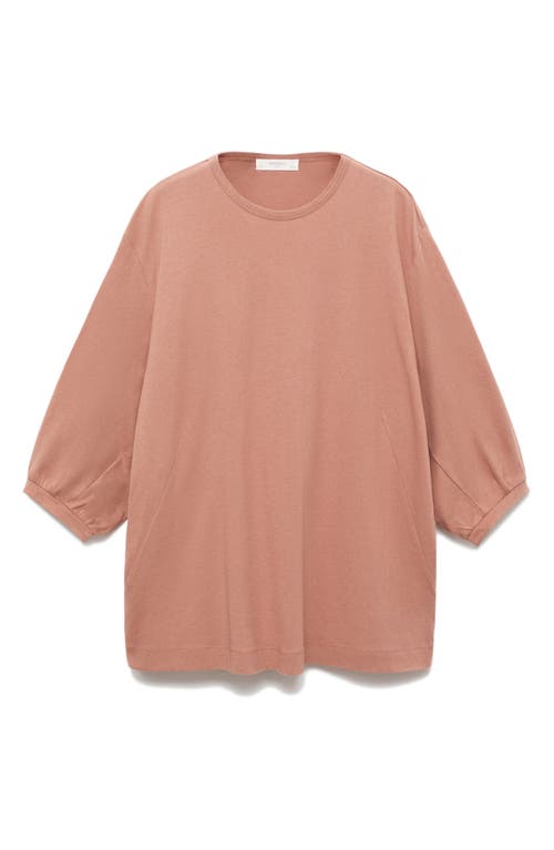 Mango Puff Sleeve Cotton Pajama Top In Brown