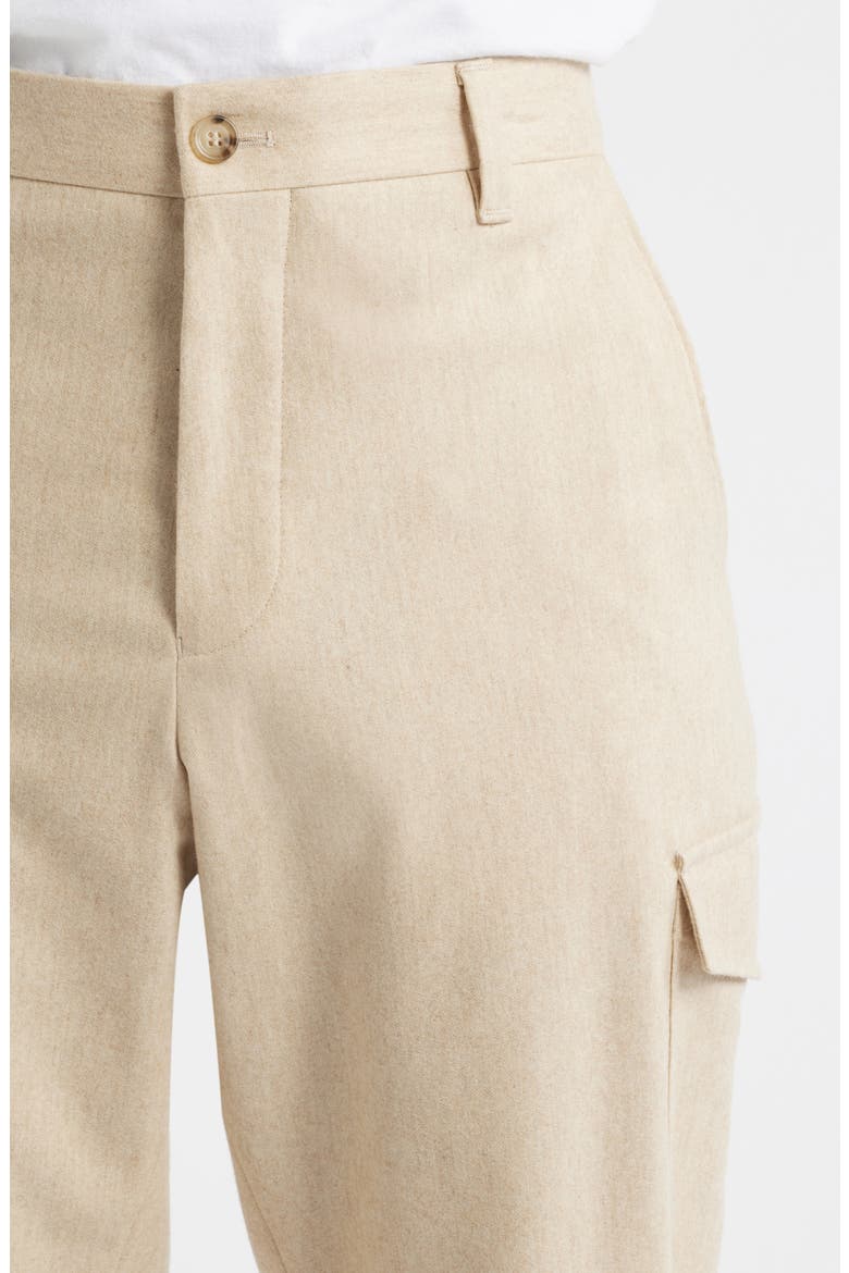 Pagol Tapered Fit Flat Front Wool & Cotton Blend Cargo Pants, Alternate, color, OPEN BEIGE