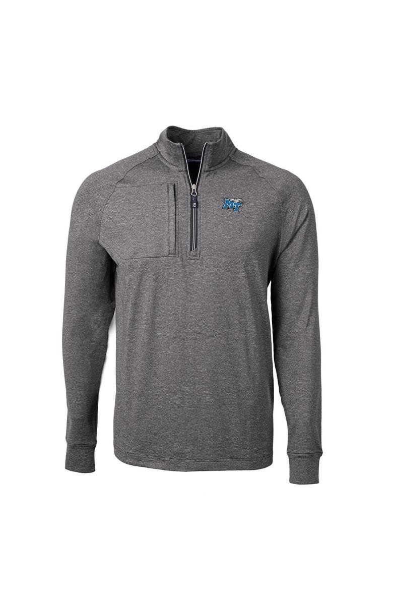 Cutter & Buck Men's Cutter & Buck  Heather Black MTSU Blue Raiders Big & Tall Adapt Eco Knit Quarter-Zip Pullover Top, Alternate, color, 