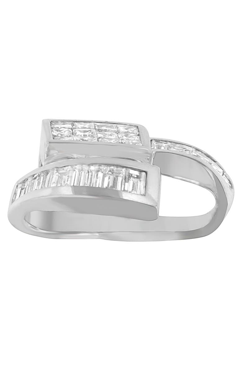 Haus of Brilliance 14K White Gold 2 cttw Princess and Baguette Cut Diamond Double Loop Pendant Necklace, Alternate, color, White