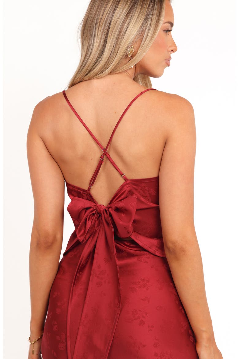 Belle Floral Satin Camisole & Maxi Skirt Set, Alternate, color, BURGUNDY