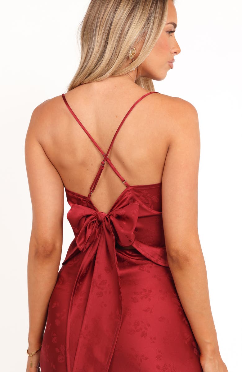 Petal & Pup Belle Floral Satin Camisole & Maxi Skirt Set, Alternate, color, Burgundy