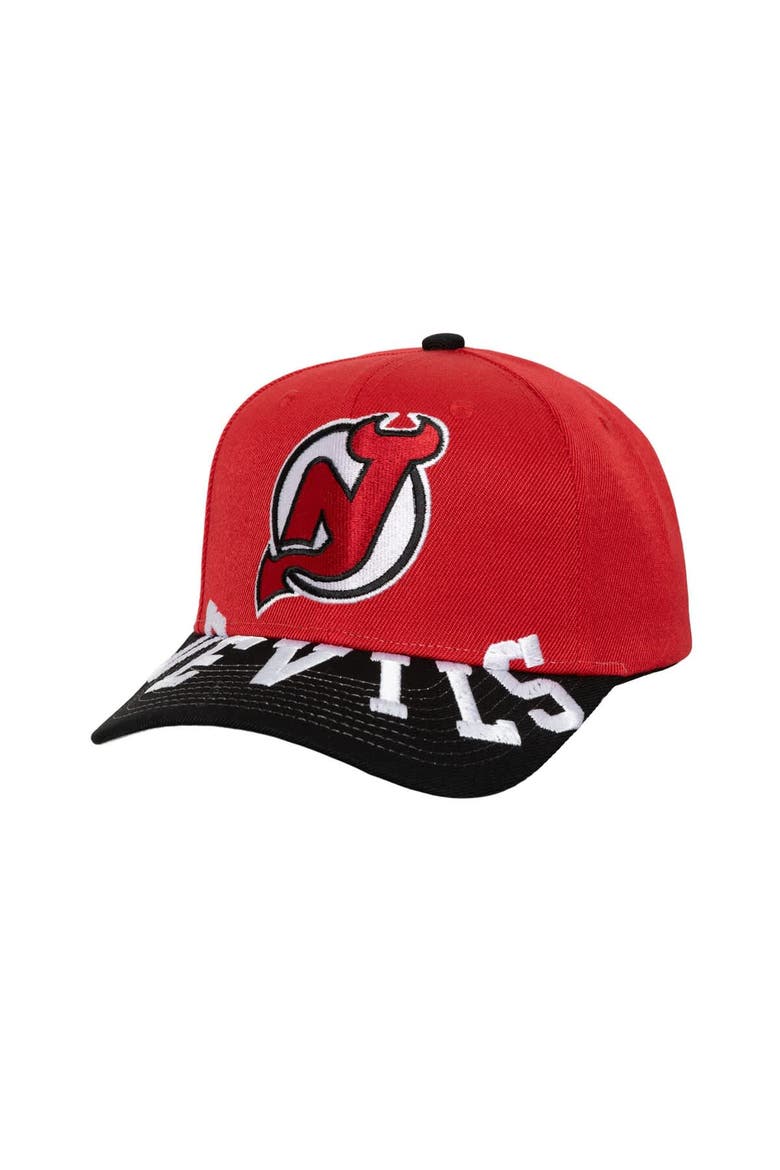 Men's Mitchell & Ness Red/Black New Jersey Devils Underarch Two-Tone Pro Crown Snapback Hat, Main, color, Red