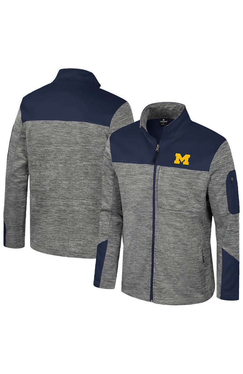 COLOSSEUM Men's Colosseum  Gray/Navy Michigan Wolverines Guard Full-Zip Jacket, Alternate, color, 
