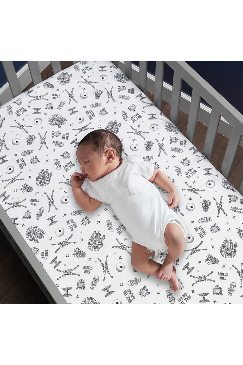 Star Wars Signature Rebels Rule Cotton Fitted Crib/Toddler Sheet, Alternate, color, Black Multi