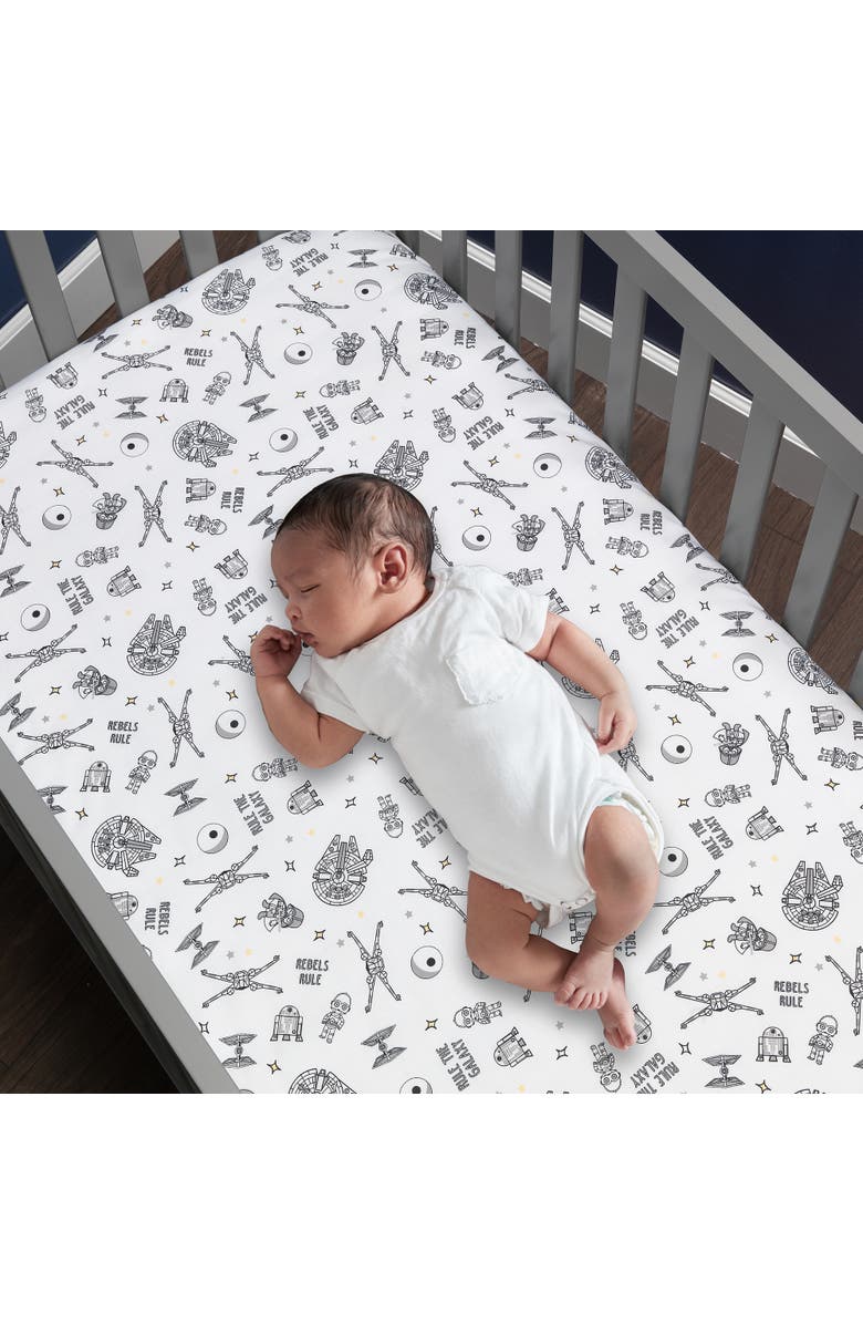 Lambs & Ivy Star Wars Signature Rebels Rule Cotton Fitted Crib/Toddler Sheet, Alternate, color, Black Multi