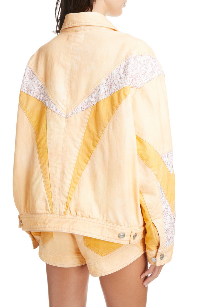 Isabel Marant Nisao Patchwork Oversize Denim Jacket, Alternate, color,