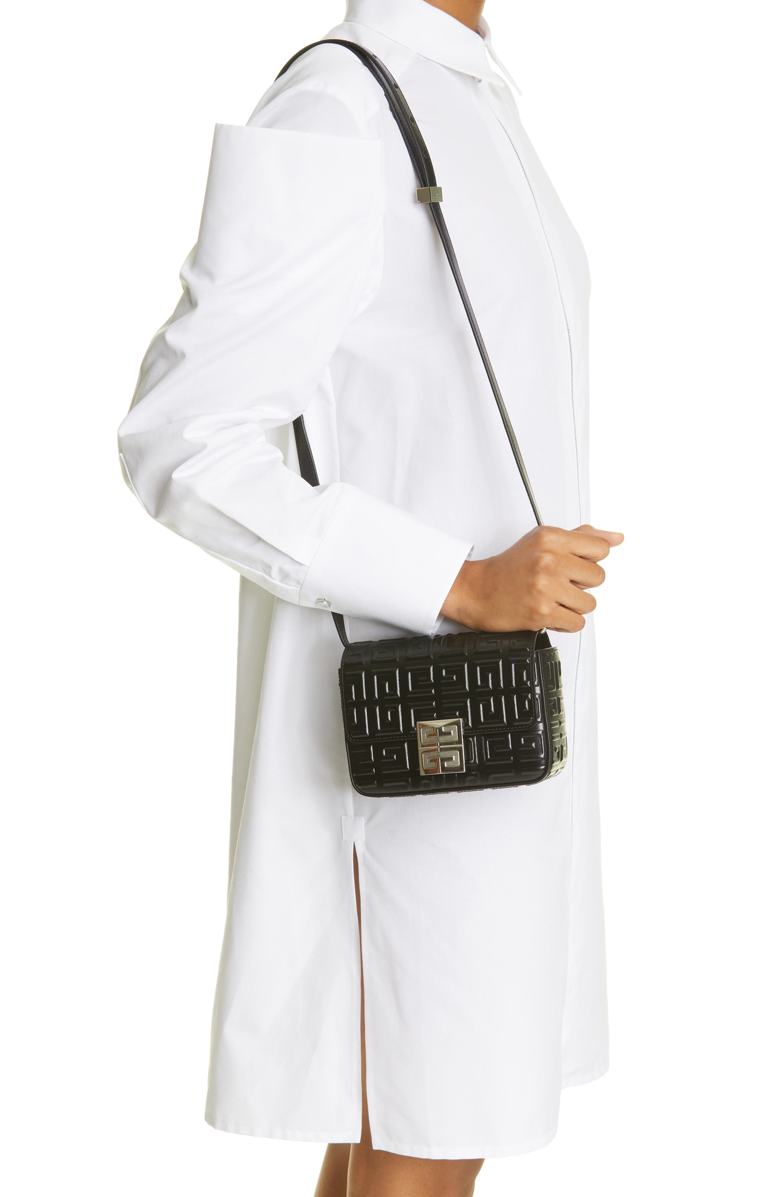 Givenchy Small 4G Embossed Leather Crossbody Bag, Alternate, color, 