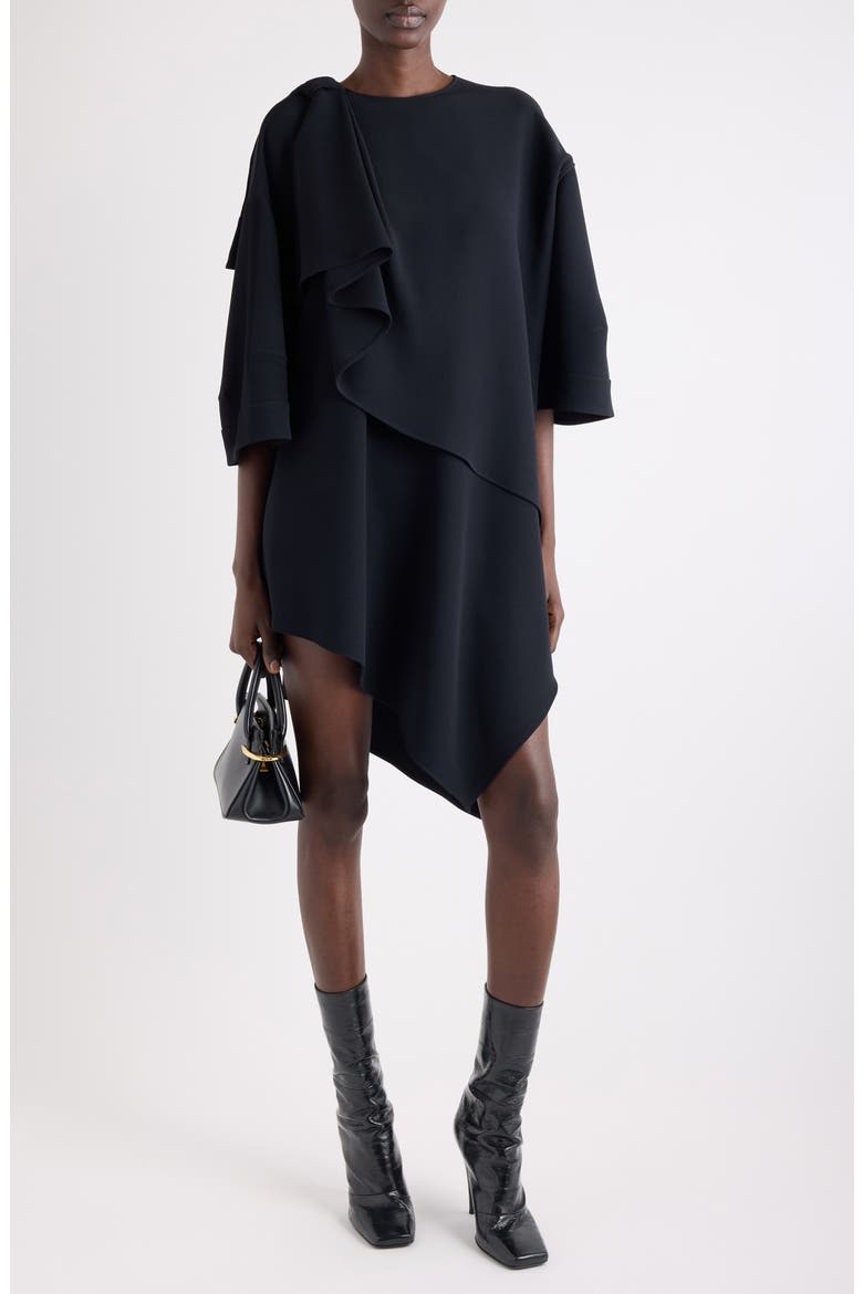 Bow Short Dress, Alternate, color, BLACK