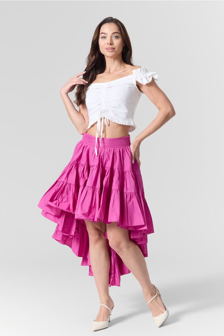 Off-Shoulder Top & Skirt Set, Alternate, color, Pink