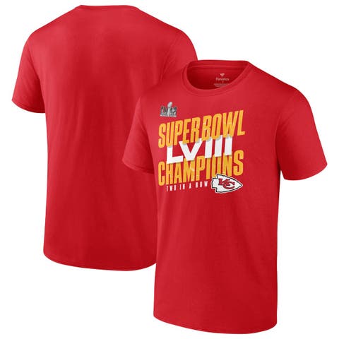 Men's Fanatics Branded Red Kansas City Chiefs Super Bowl LVIII Champions Iconic Victory T-Shirt