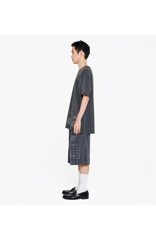 Mcm X Kasina Bandana Monogram Shorts In Denim Jacquard In Blue