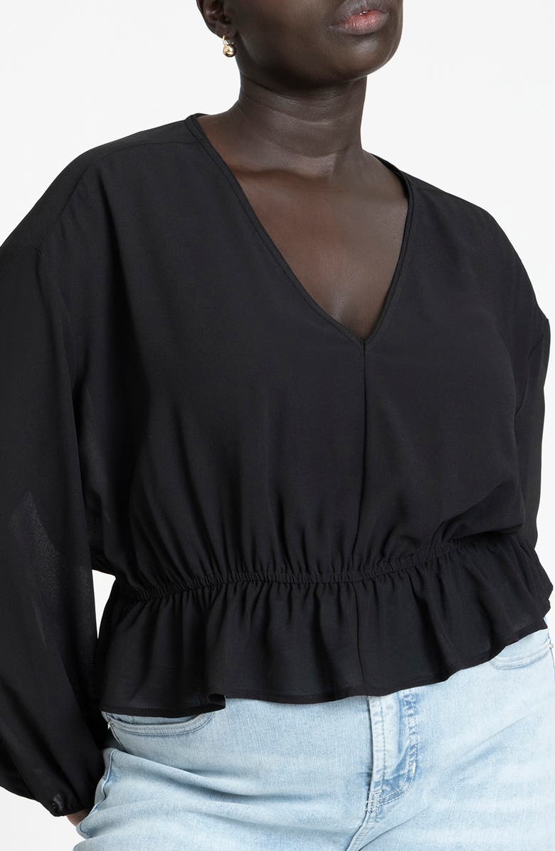 ELOQUII Peasant Crop Top, Alternate, color, 