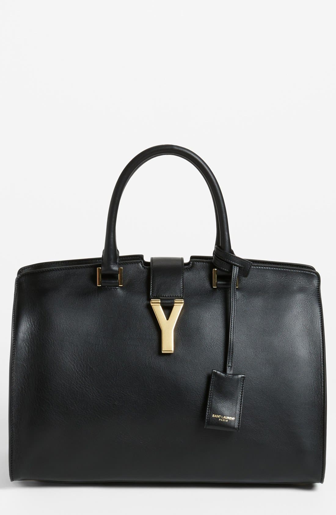 Saint Laurent 'Ligne Y' Leather Satchel, Main, color, 