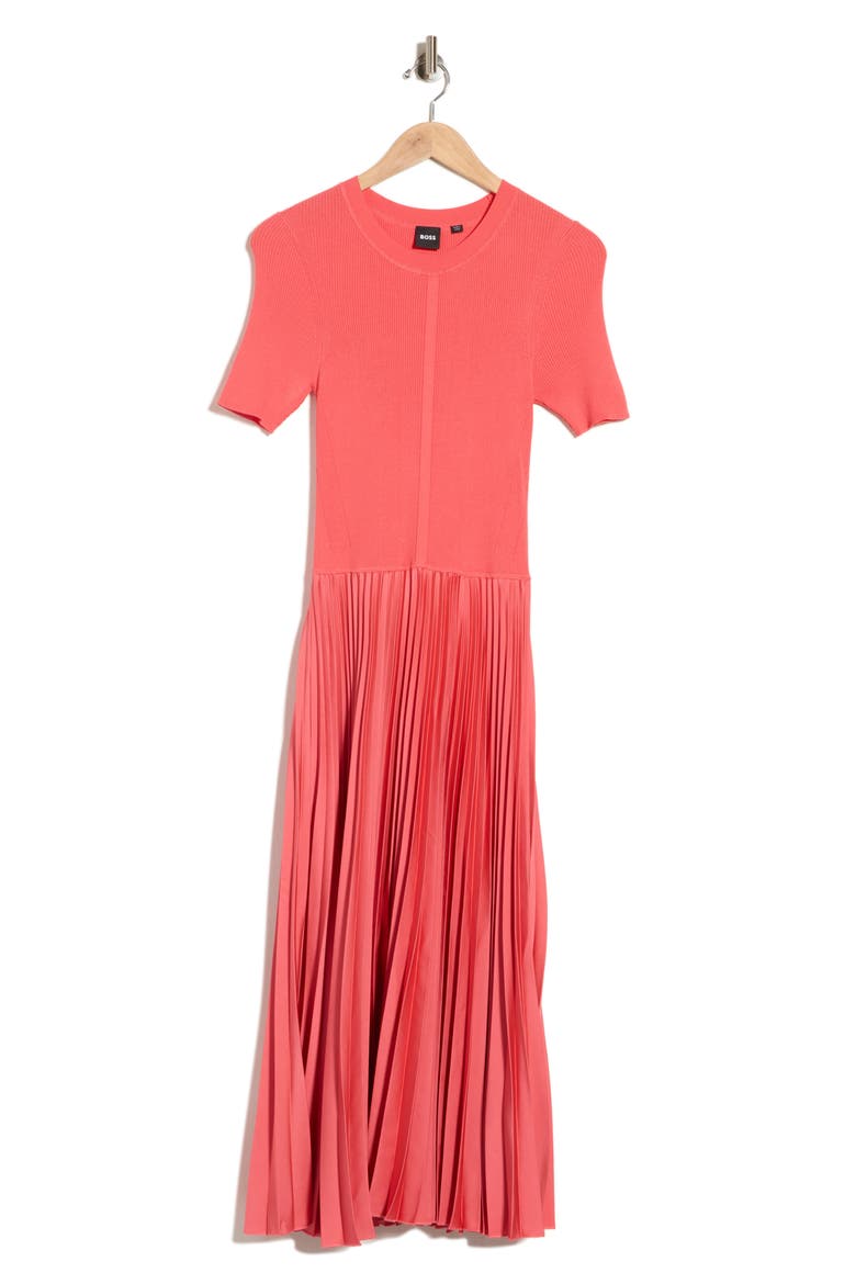Fadridi Short Sleeve Pleated Maxi Dress, Main, color, DK PNK
