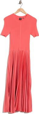 BOSS Fadridi Short Sleeve Pleated Maxi Dress
