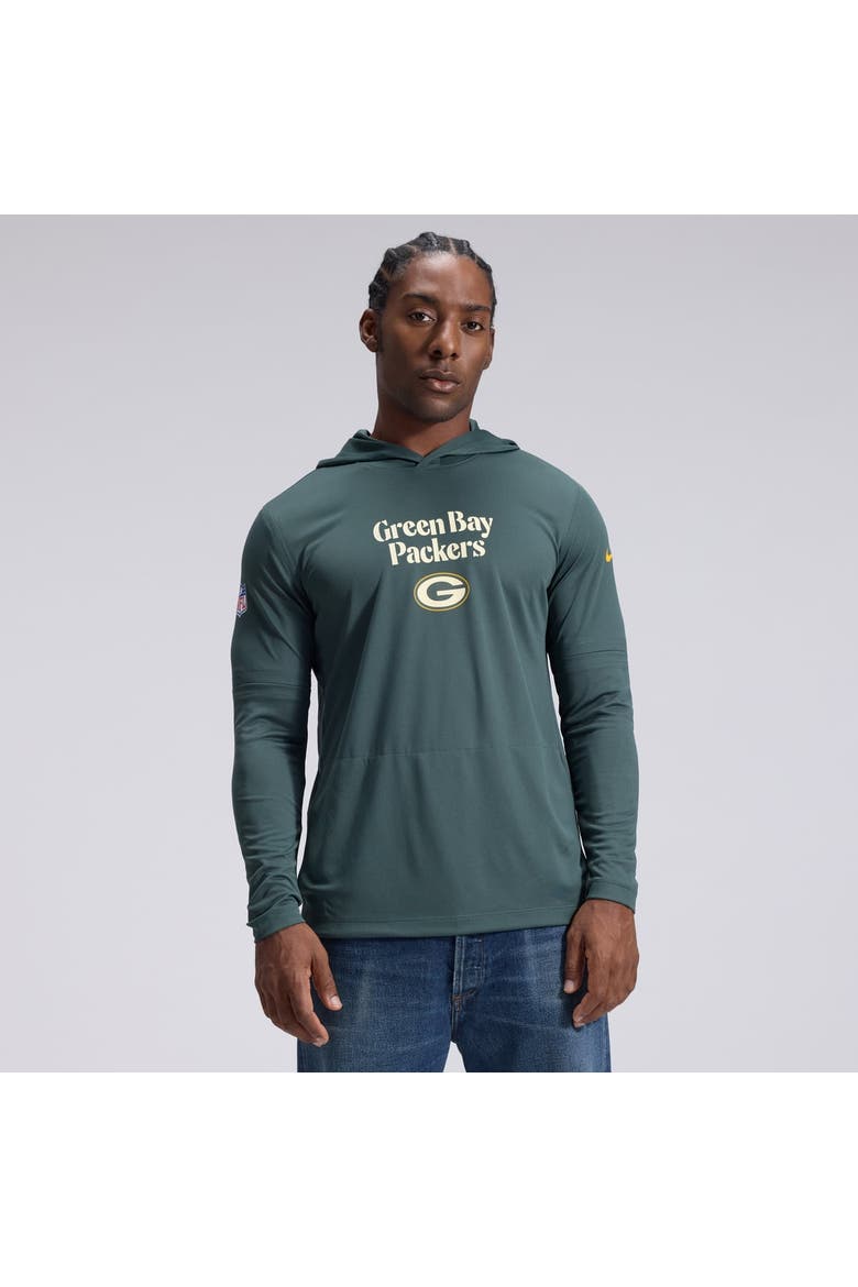 Men's Nike  Green Green Bay Packers 2026 Rivalries Collection Sideline Lightweight Hooded Long Sleeve Top, Main, color, Green