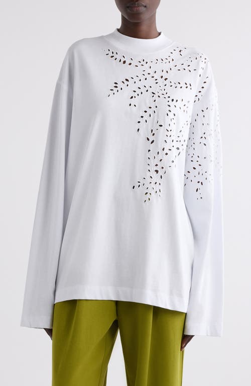 Dries Van Noten Hegelson Eyelet Oversize Cotton T-shirt In White