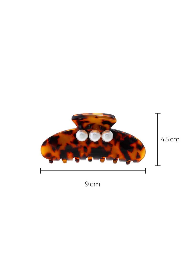 Triple Pearl Tortoise Claw Clip, Alternate, color, Tortoise