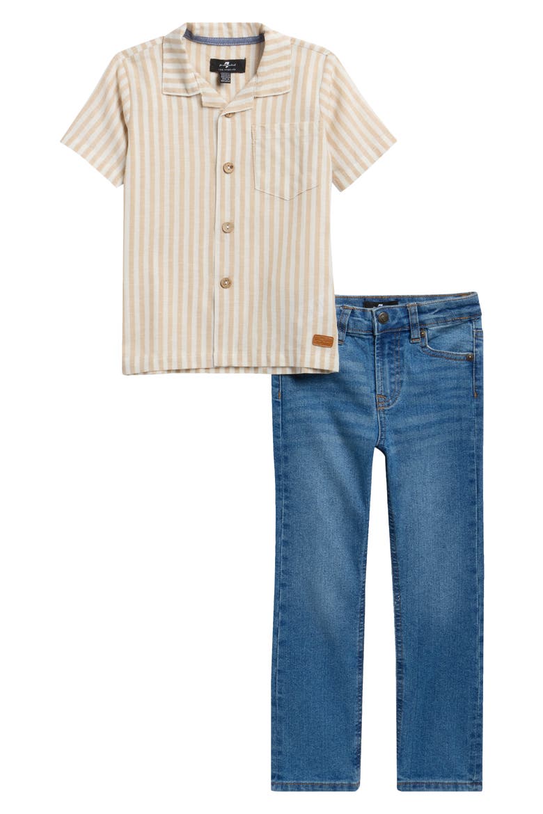 Kids' 2-Piece Shirt & Jeans Set, Main, color, LIGHT VINTAGE