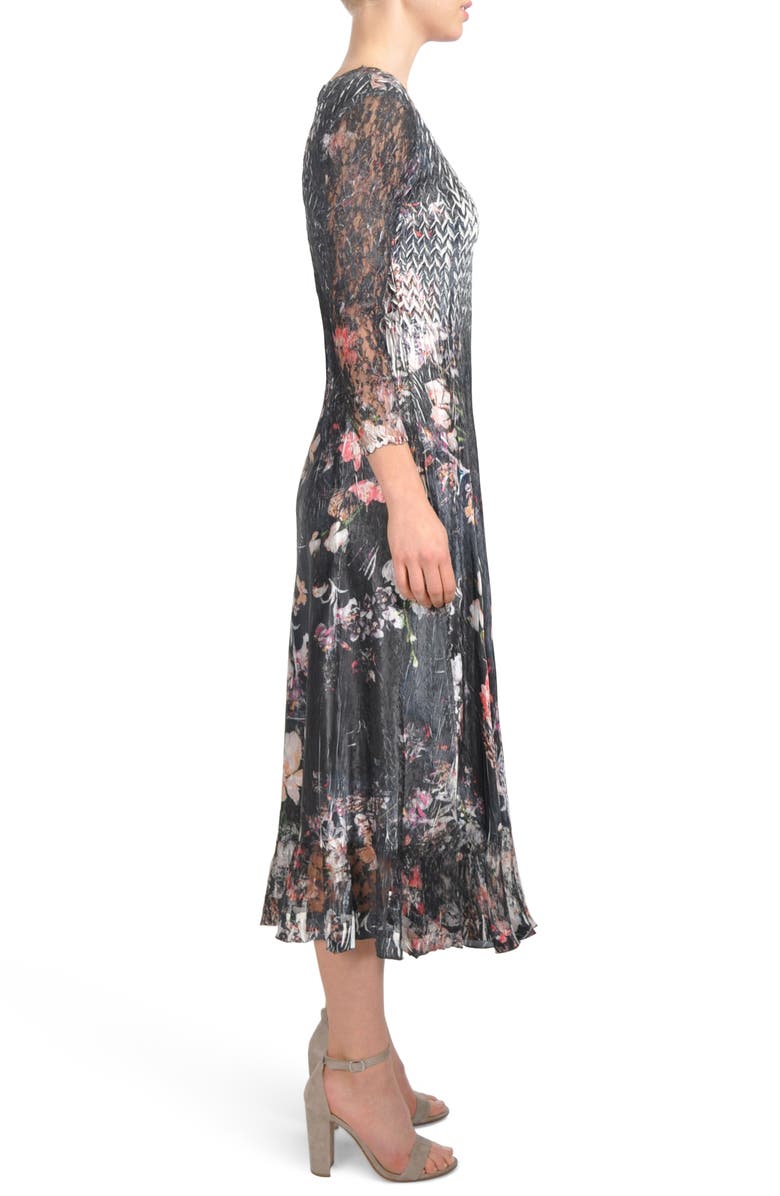 Komarov Floral A-Line Midi Dress, Alternate, color, 