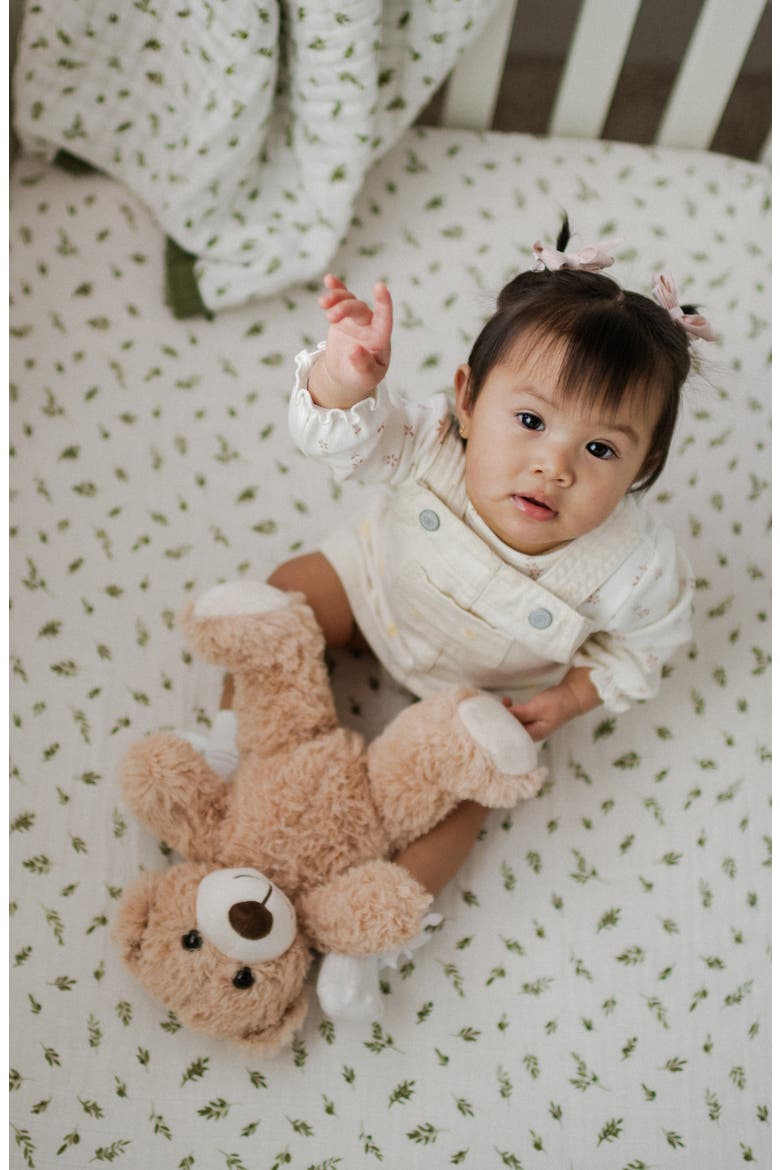 Organic Cotton Muslin Crib Sheet, Alternate, color, OLIVE BRANCH