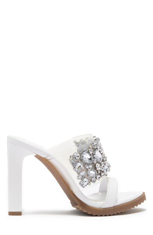 Karl Lagerfeld Bedika Crystal Embellished Clear Strap Sandal In White