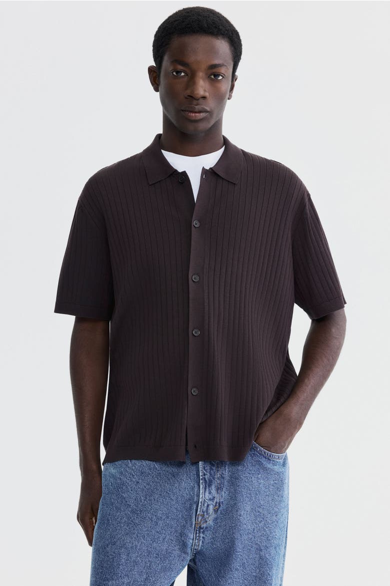 Regular Fit Rib-knit Shirt, Main, color, Dark brown