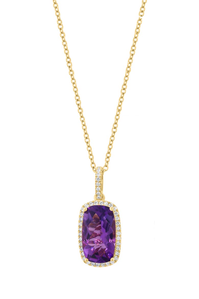 Amethyst & Diamond Pendant Necklace, Main, color, PURPLE