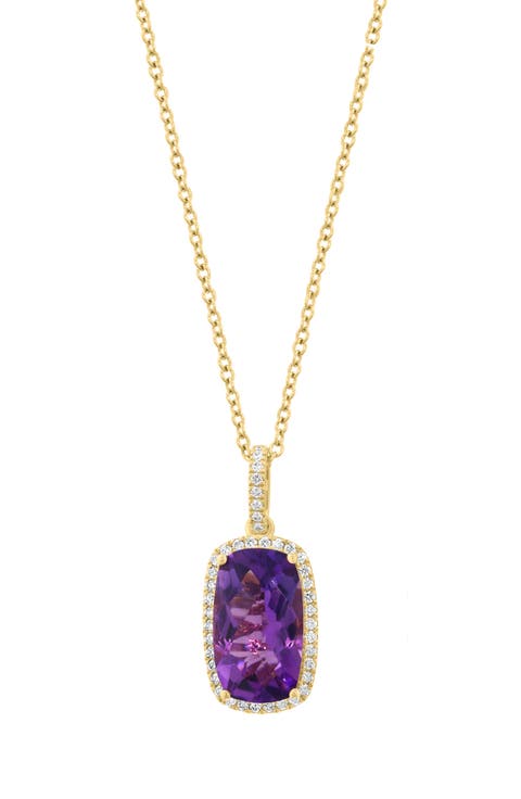 Amethyst & Diamond Pendant Necklace