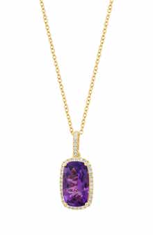 Amethyst & Diamond Pendant Necklace