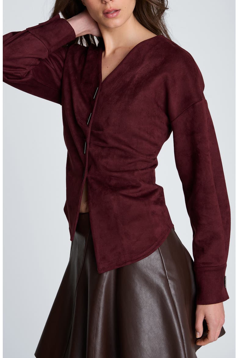 Asymmetrical Faux Suede Top, Alternate, color, SUGAR BEET