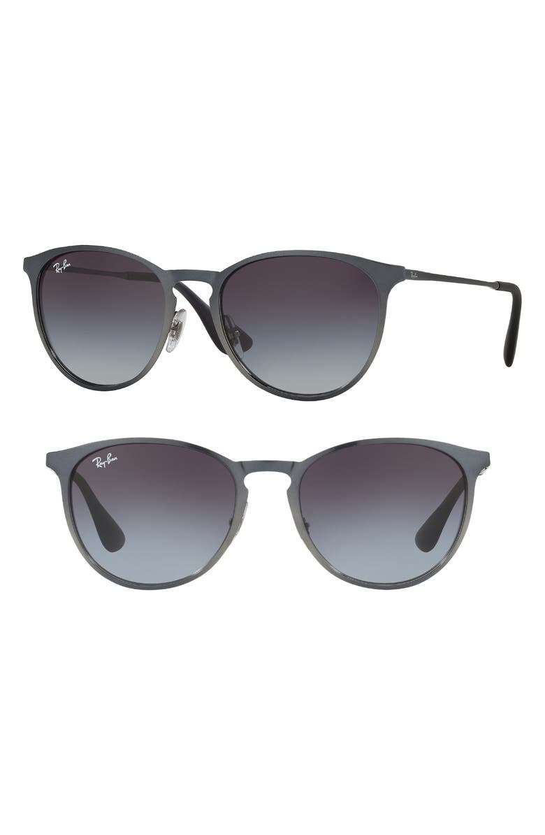 Ray-Ban Erika 54mm Round Sunglasses, Main, color, Metallic Grey