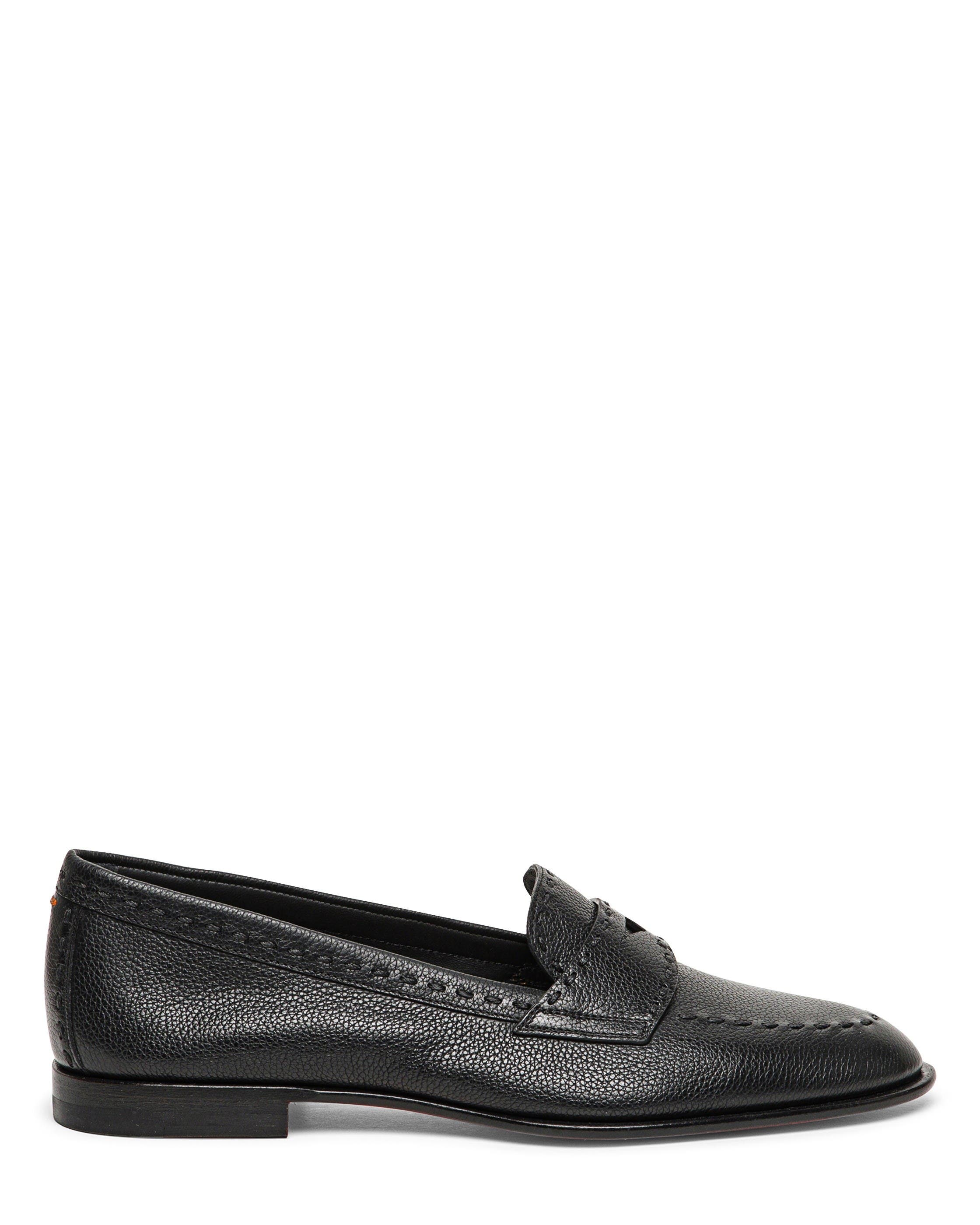 Santoni Women's Leather Penny Loafer, Alternate, color, Black