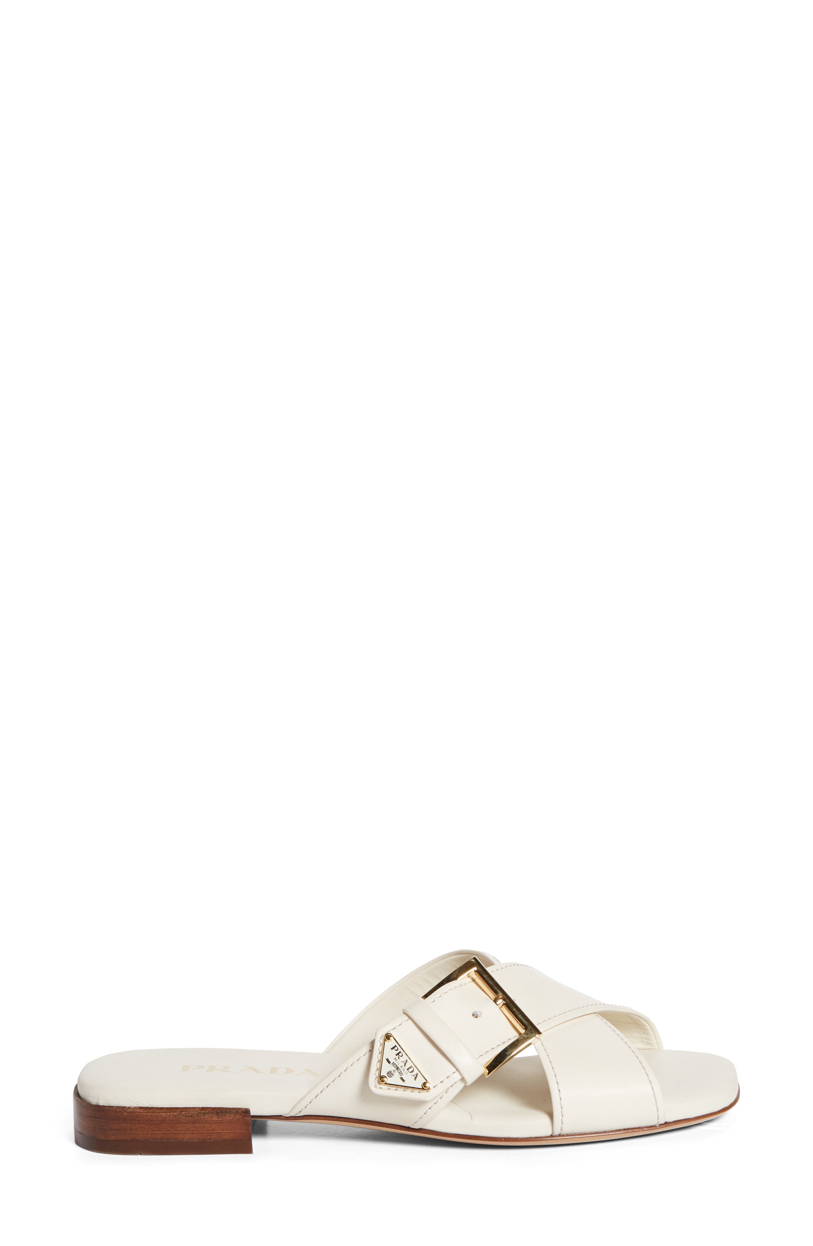 Prada Square Toe Flat Sandal, Alternate, color, Talco