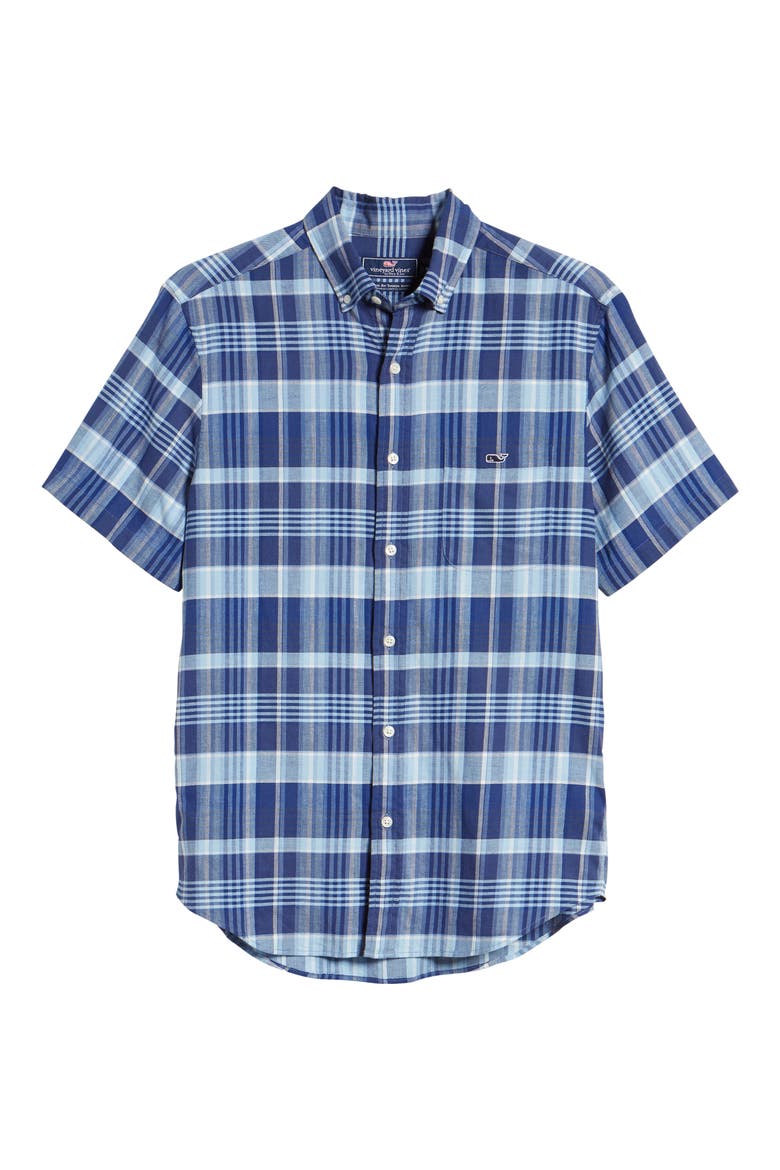 Tucker Classic Fit Plaid Short Sleeve Button-Down Shirt, Alternate, color, MOONSHINE